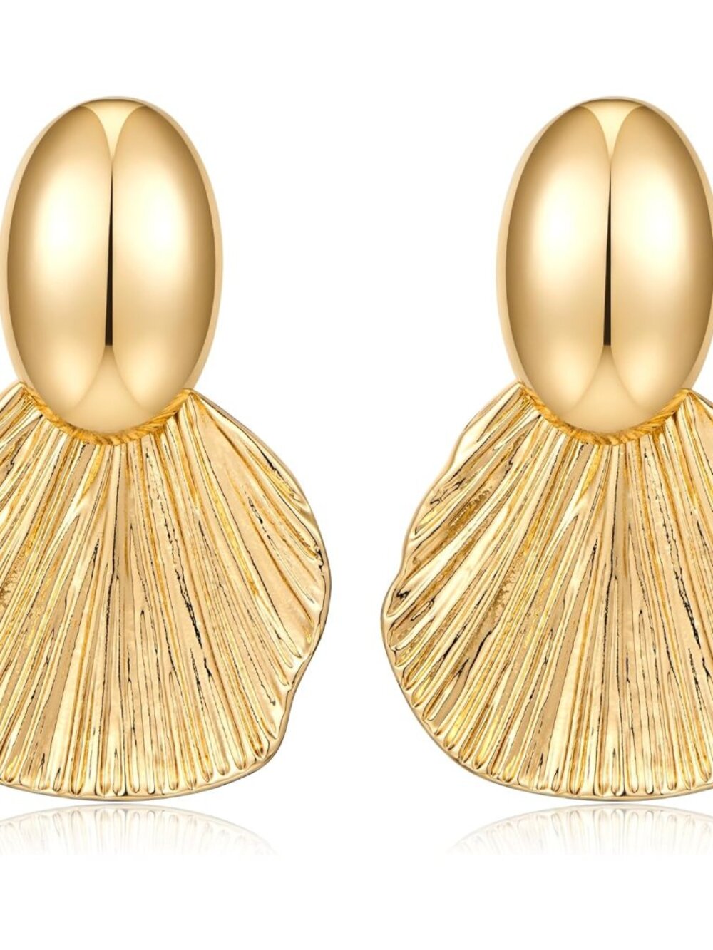 Gold Plated Earrings Dangle Chunky Fan-shaped Earrings Shell Earring for Women T